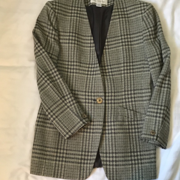 COPY - Vintage JNY sage/black/grey worsted wool collarless jacket straight skir… - Picture 2 of 11